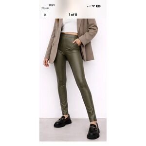 Offline by Aerie Real Good High Rise Faux Leather Leggings Olive Green XS